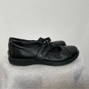 ABEO Ethel Black Leather Mary Jane Slip On Loafers Size 6 Rubber Sole